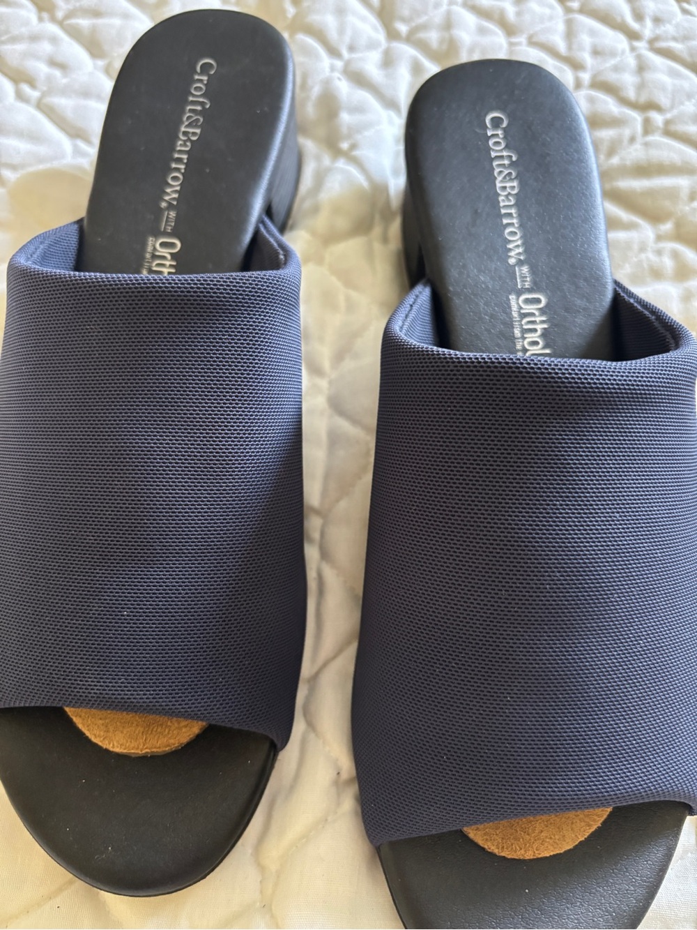 croft & barrow Navy Slide Sandals with Wide Fabric Upper